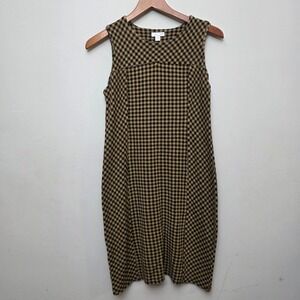 J.Jill‎ Ponte Dress XS Black & Tan Gingham Sleeveless Career Casual